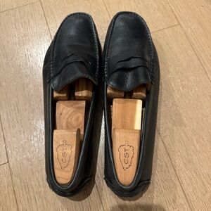 Black Leather Men's Driving Loafers